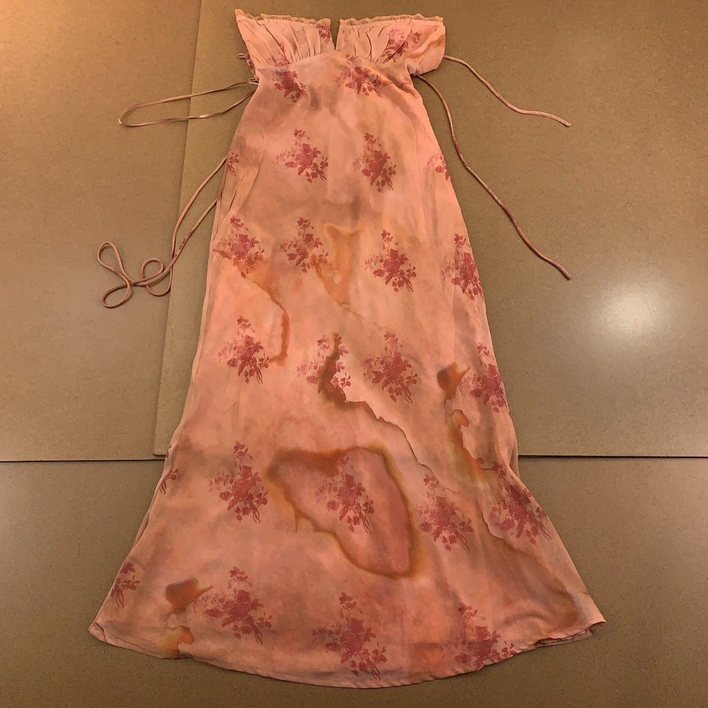 Love Triangle Womens Size 8 Coral Floral Print Lace Up Back Maxi Dress
